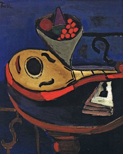 Mandolin and Bowl with Fruits by Helmut Kolle